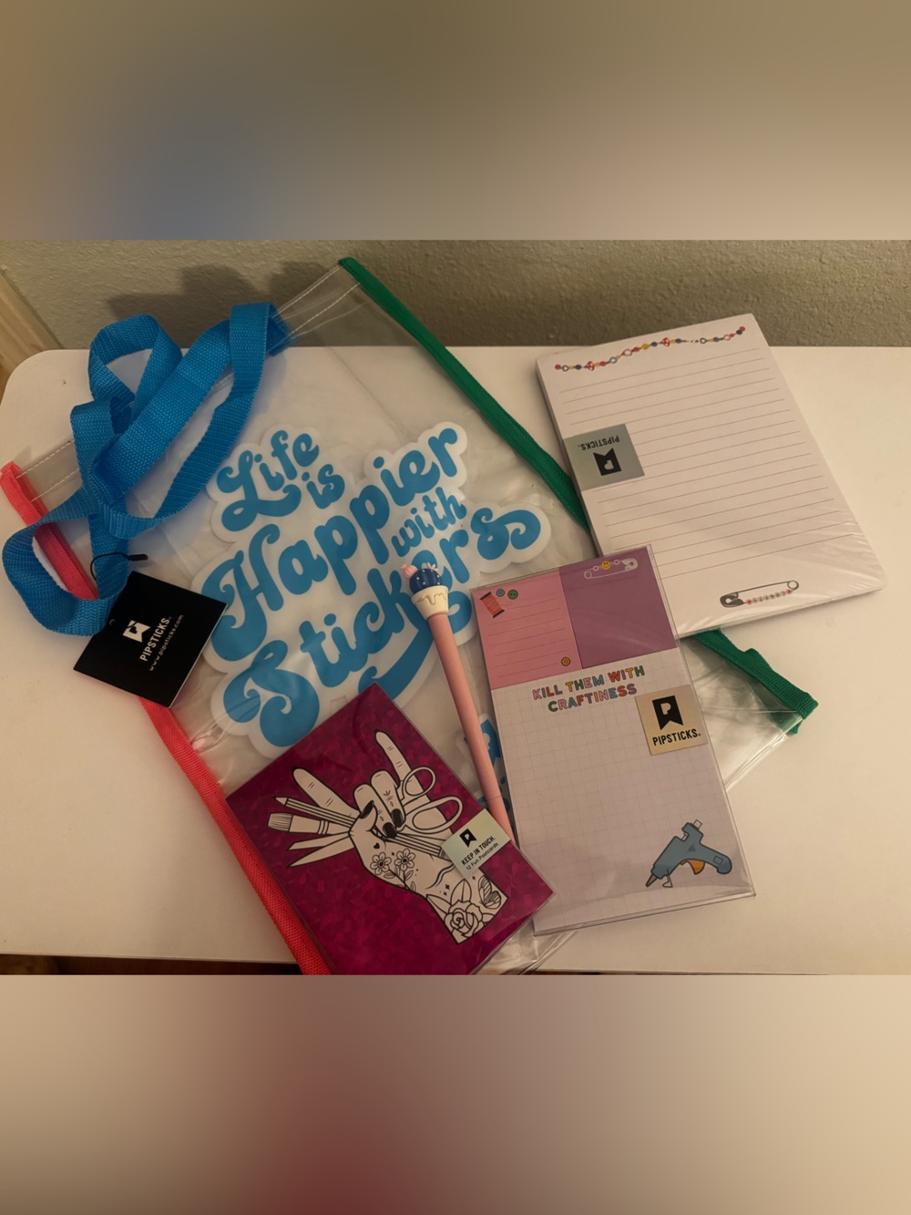 Pipsticks Clear Tote Sticker Kit with Stationary Lot